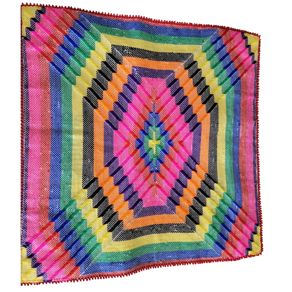 Ignite Colorful Woven Throw Pillow Cover Rainbow Geometric‎ Beaded  20x20 NEW